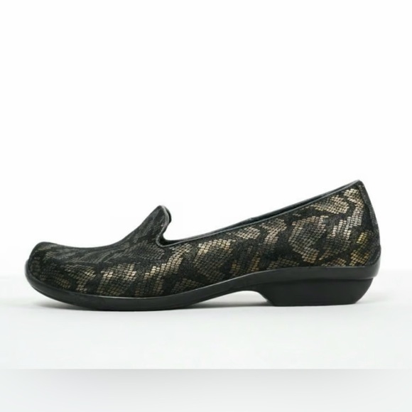 DANSKO Olivia Black Bronze Snake Metallic Gold‎ Slip On Loafer Clog Flat 41 10.5 - Picture 1 of 14